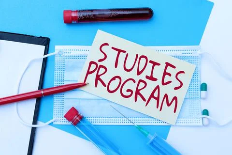 Hand writing sign Studies Program. Business overview Platform help move you Stockfoto's