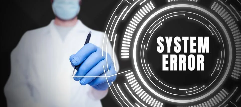 Hand writing sign System Error. Business showcase Technological failure Software Stock Photos