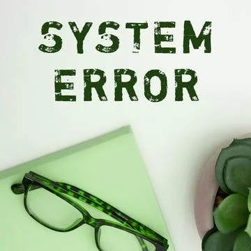 Hand writing sign System Error. Word Written on Technological failure Software Stock Photos
