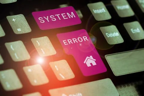 Hand writing sign System Error. Word Written on Technological failure Software Fotos de archivo