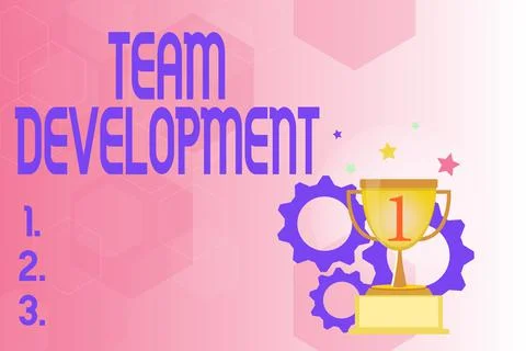 Hand writing sign Team Development. Word Written on learn why and how small Illustrazione stock