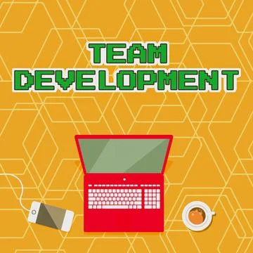 Hand writing sign Team Development. Business concept learn why and how small Illustrazione stock