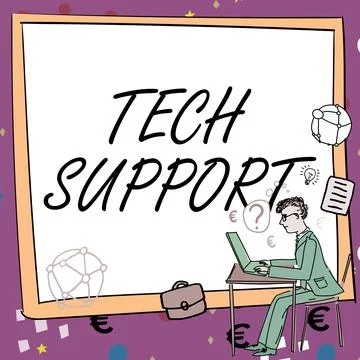 Hand writing sign Tech Support. Word for Assisting individuals who are having Stock Illustration