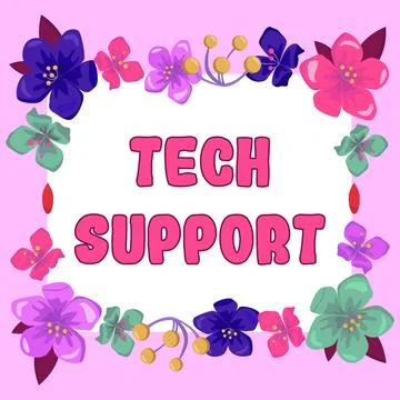 Hand writing sign Tech Support. Concept meaning Assisting individuals who are Stock Illustration