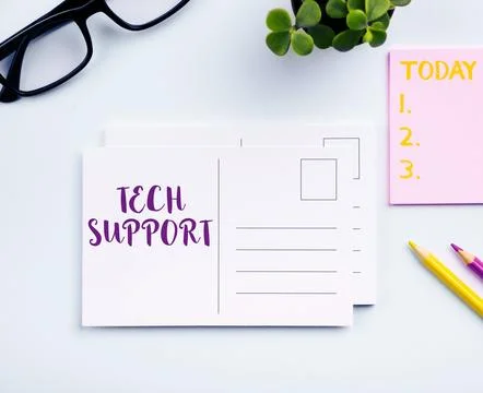 Hand writing sign Tech Support. Business showcase Assisting individuals who are Stock Photos