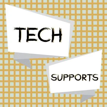 Hand writing sign Tech Supports. Concept meaning Help given by technician Online 스톡 일러스트