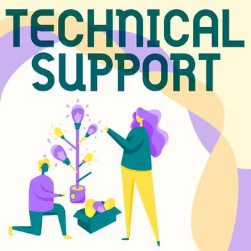 Hand writing sign Technical Support. Business overview Repair and advice Stock Illustration