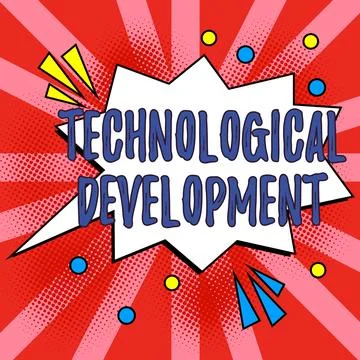 Hand writing sign Technological Development. Business approach Invention or Stock Illustration