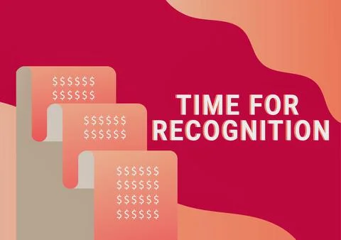 Hand writing sign Time For Recognition. Word Written on Acknowledgement Interval Stock Illustration