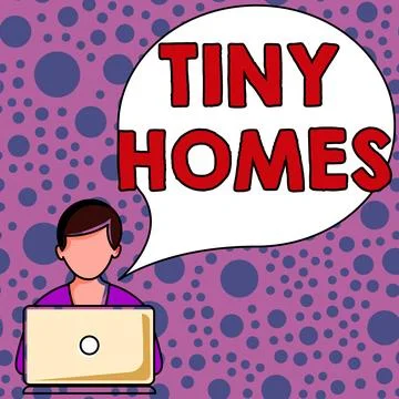 Hand writing sign Tiny Homes. Business approach houses contain one room only or イラスト素材