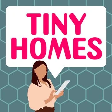 Hand writing sign Tiny Homes. Concept meaning houses contain one room only or イラスト素材