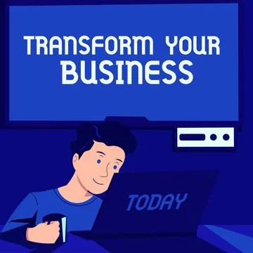 Hand writing sign Transform Your Business. Business idea Modify energy on Ilustración de archivo