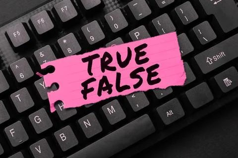 Hand writing sign True False. Conceptual photo a test consisting of a series of Stock Photos