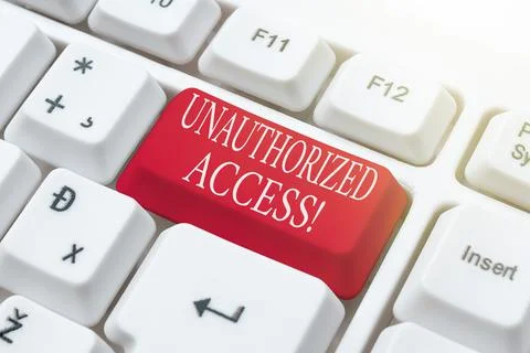 Hand writing sign Unauthorized Access. Business approach use of a computer or Stockfoto's
