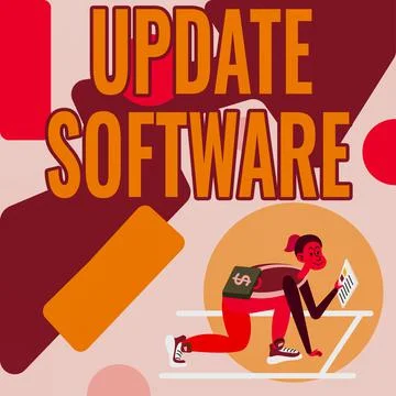 Hand writing sign Update Software. Internet Concept adds minor software Ilustração Stock