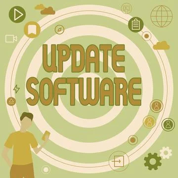 Hand writing sign Update Software. Business showcase replacing program with a Stock Illustration