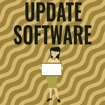 Hand writing sign Update Software. Concept meaning adds minor software Ilustração Stock