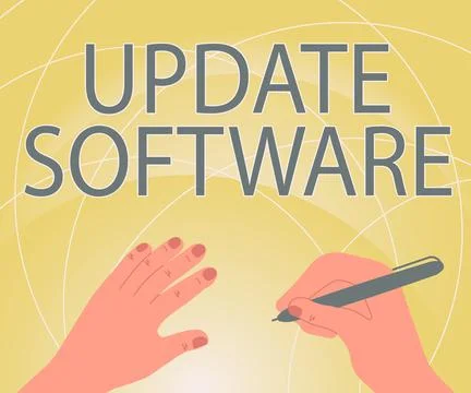 Hand writing sign Update Software. Conceptual photo replacing program with a Illustrazione stock