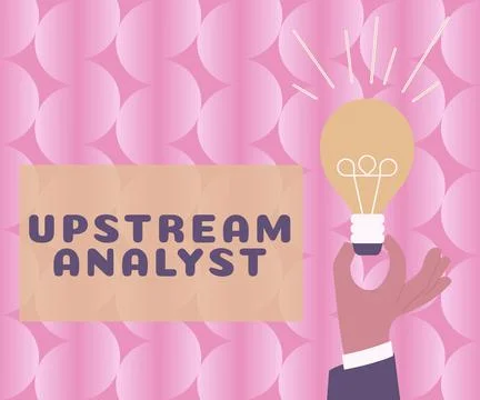 Hand writing sign Upstream Analyst. Internet Concept process of determining the Illustrazione stock