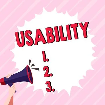 Hand writing sign Usability. Concept meaning A word assosiated with how one 스톡 일러스트