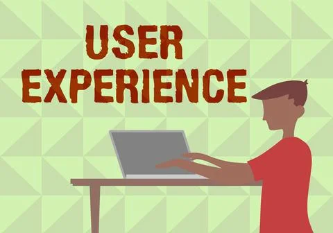 Hand writing sign User Experience. Business overview using website especially in Illustrazione stock
