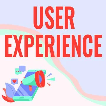 Hand writing sign User Experience. Word Written on using website especially in Stock Illustration