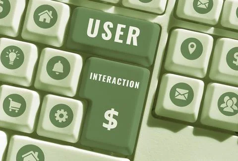Hand writing sign User Interaction. Concept meaning how the customer acts on the 스톡 사진