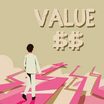 Hand writing sign Value Dolar. Business idea the worth of the process id of the Stock Illustration