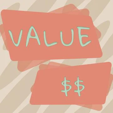 Hand writing sign Value Dolar. Internet Concept the worth of the process id of Stock Illustration
