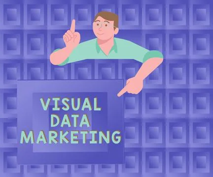 Hand writing sign Visual Data Marketing. Business concept Use images to convey Stockillustratie