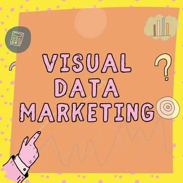 Hand writing sign Visual Data Marketing. Word Written on Use images to convey Illustrazione stock