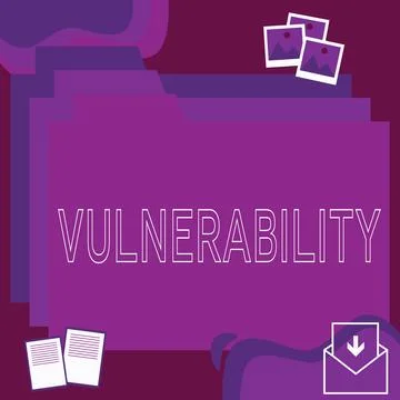 Hand writing sign Vulnerability. Internet Concept State of being exposed to the Stock Illustration