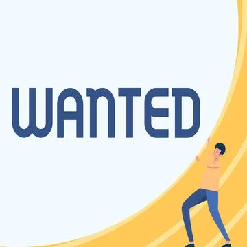 Hand writing sign Wanted. Business overview Desire something Wish want Hoping Stock Illustration