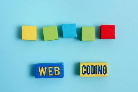 Hand writing sign Web Coding. Business concept a system of symbols and rules Stock Photos