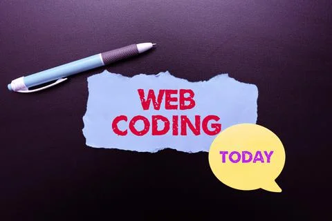 Hand writing sign Web Coding. Conceptual photo a system of symbols and rules Stock Photos
