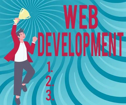 Hand writing sign Web Development. Business showcase dealing with developing Stock Illustration