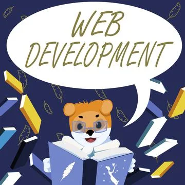 Hand writing sign Web Development. Business idea Web Development Fox With Stock Illustration