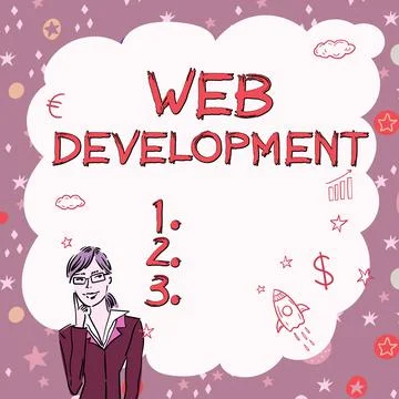 Hand writing sign Web Development. Business concept work involved in developing イラスト素材