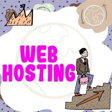 Hand writing sign Web Hosting. Business concept The activity of providing Illustrazione stock