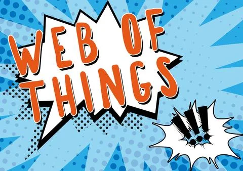 Hand writing sign Web Of Things. Concept meaning Internet technology online Ilustração Stock
