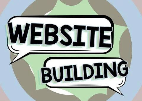 Hand writing sign Website Buildingtools that typically allow the construction of Illustrazione stock