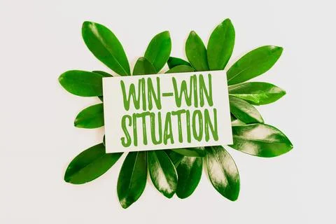 Hand writing sign Win Win Situation. Word for situation where all the parties Stock Photos