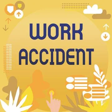 Hand writing sign Work Accident. Concept meaning Mistake Injury happened in the Stock Illustration