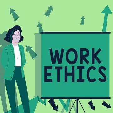 Hand writing sign Work Ethics. Business overview A set of values centered on the Stock Illustration