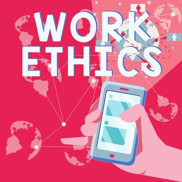 Hand writing sign Work Ethics. Word Written on A set of values centered on the Stock Illustration