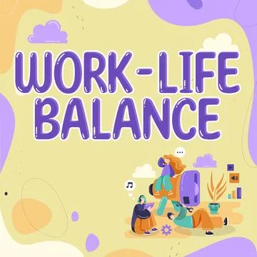 Hand writing sign Work Life Balance. Conceptual photo time allocated for work Stock Illustration