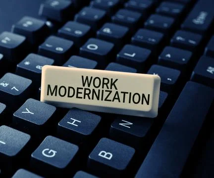 Hand writing sign Work Modernization. Conceptual photo changing product service 库存照片