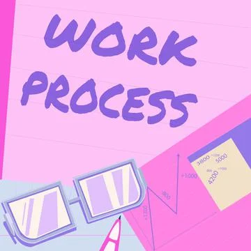 Hand writing sign Work Process. Word Written on Standard procedures how to Stock Illustration