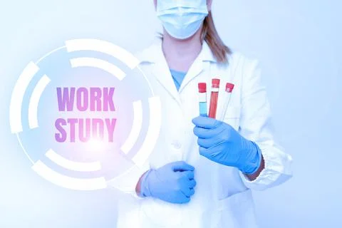 Hand writing sign Work Study. Business idea college program that enables Stock Photos