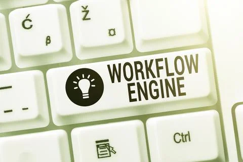 Hand writing sign Workflow Engine. Internet Concept software application that Stock Photos